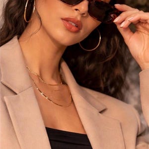 Rounded Rectangular Tortoiseshell Sunglasses | Y2K Slim Retro Shades | Brown Vintage Frame Glasses | Unisex Trendy Eyewear image 2