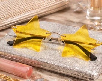 Yellow Star Sunglasses | Festival Statement Shades | Retro Y2K Star Glasses | Bold Fashion Eyewear | Unisex
