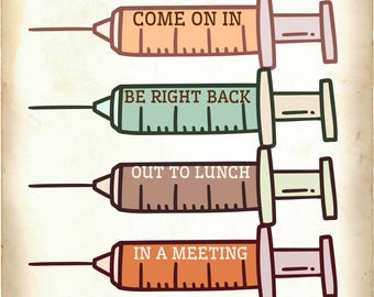 Nurse Office Sign – Syringes and Clipboards Decor (Digital Download)