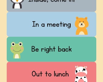 Cute Animal Nurse Door Sign – Printable Clinic Decor (Digital Download)