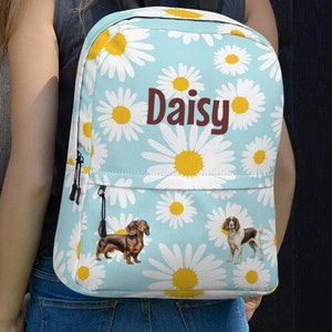 Backpack Personalized - Flowers and Dogs - Girls and Dogs Bagpack