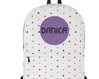 Polka Dots Rucksack - Personalisierter Rucksack für Mädchen - Geschenk für Kleinkinder - Geschenk für Kleinkinder - Name auf Tasche