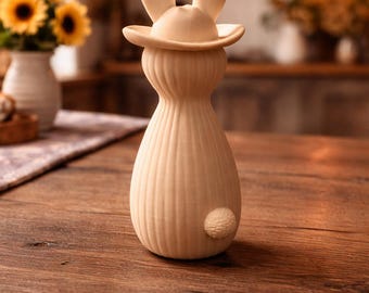 Western Bunny Decor | Cowboy Hat Easter Figurine (Digital Print)