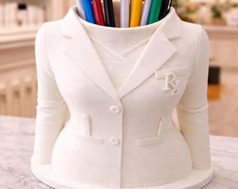 3D Printed Pharmacist Pen Holder | Female Doctor Nurse Desk Organizer (Digital Download)