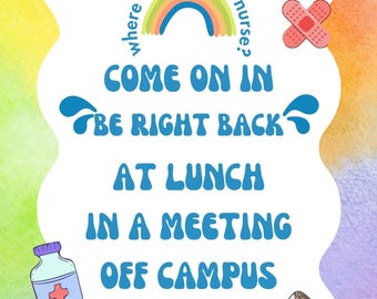 Rainbow Nurse Door Sign - Printable Clinic Decor (Digital Download)