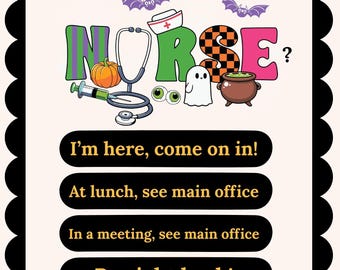 Halloween Nurse Door Sign – School Clinic Poster (Instant Download)
