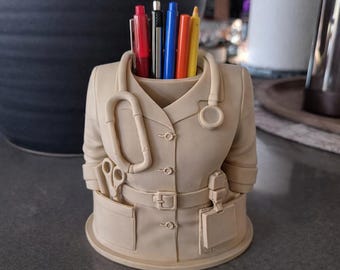 Vintage Inspired Nurse Pen Holder | 3D Printed Medical Desk Organizer