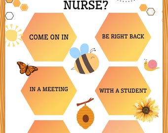 Nurse Office Sign – Cute Bee Theme, Editable 8x10 Print (Digital Download)