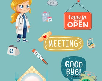 Retro School Nurse Poster – Cute Office Door Sign (Instant Download)