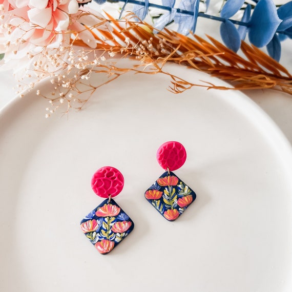Hand painted clay earrings deals
