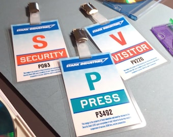 Cosplay Costume Prop Display: Prop Stark Industries Security Passes / Cosplay ID Card Badges