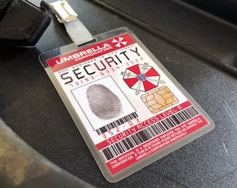 Exhibición de disfraces de cosplay: pase de seguridad con clip de utilería / tarjeta de exhibición UBCS de paraguas de cosplay