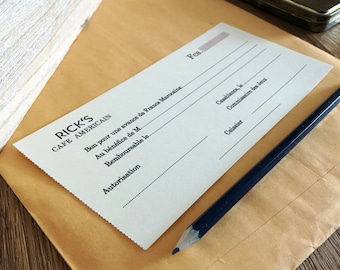 Wartime-Style Display - Prop ‘Rick’s Cafe Americain' Blank CasabIanca-Style Bank Cheque / WW2 Bank Cosplay Check