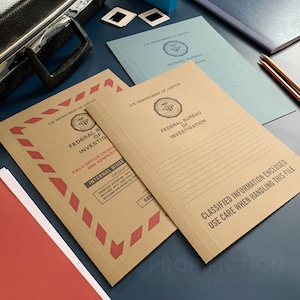 Movie Prop Special Agent Case Investigation Files / 3 x Investigation Bureau Cosplay Folder Set