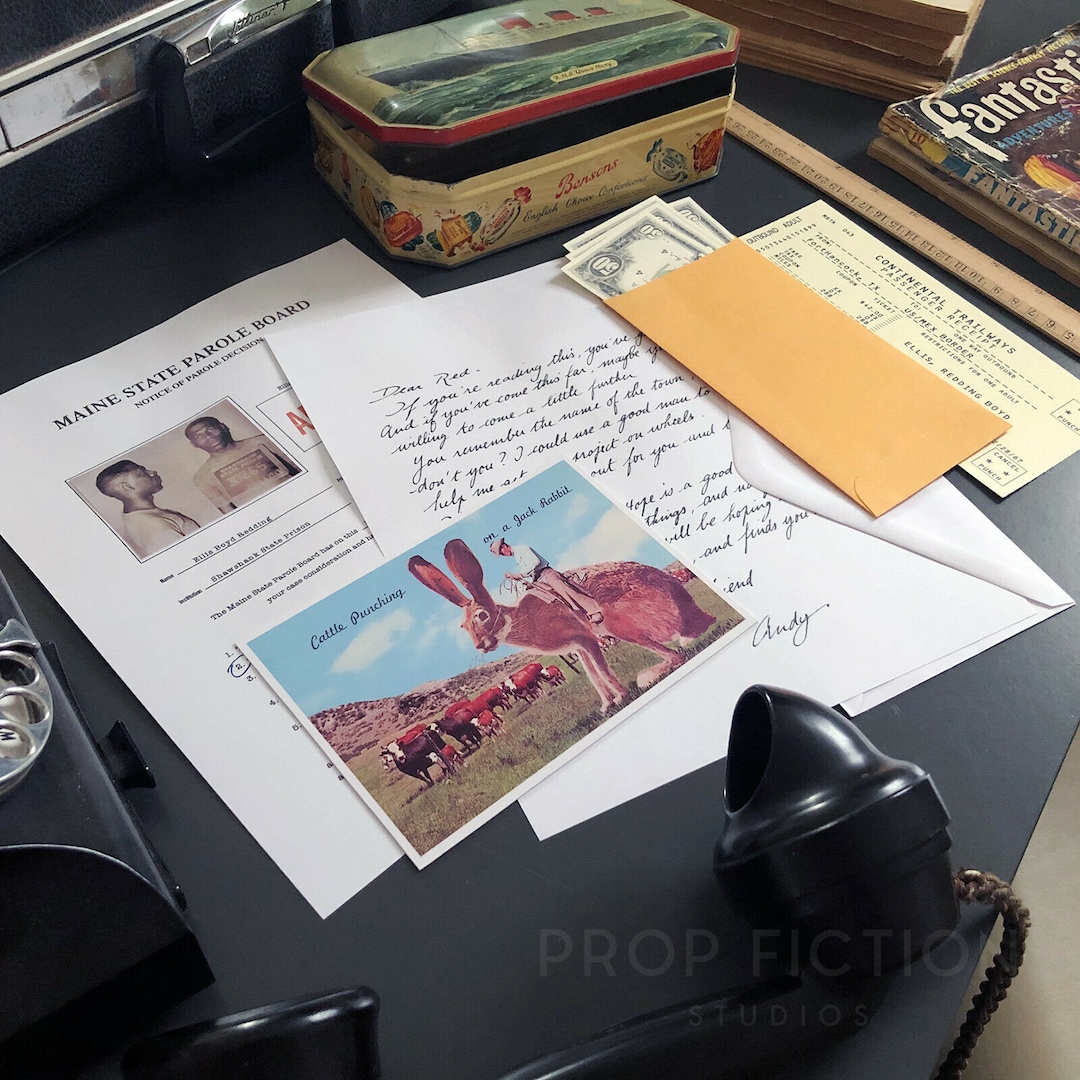Historical 1960s Display Props: Red’s Postcard / Prison Parole Form ...