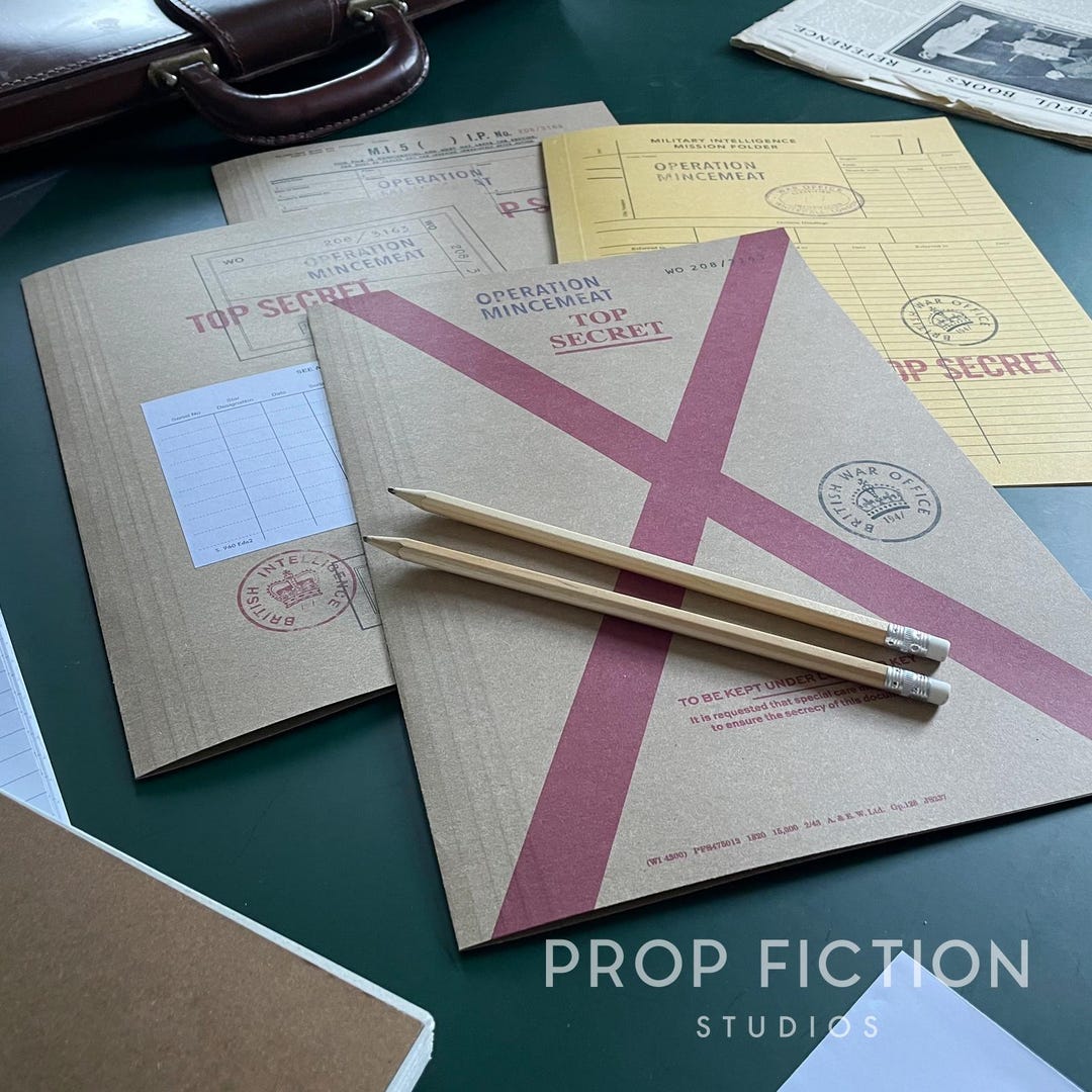 Movie Prop 'operation Mincemeat' Top Secret Files / 4 X Cosplay WW2 ...