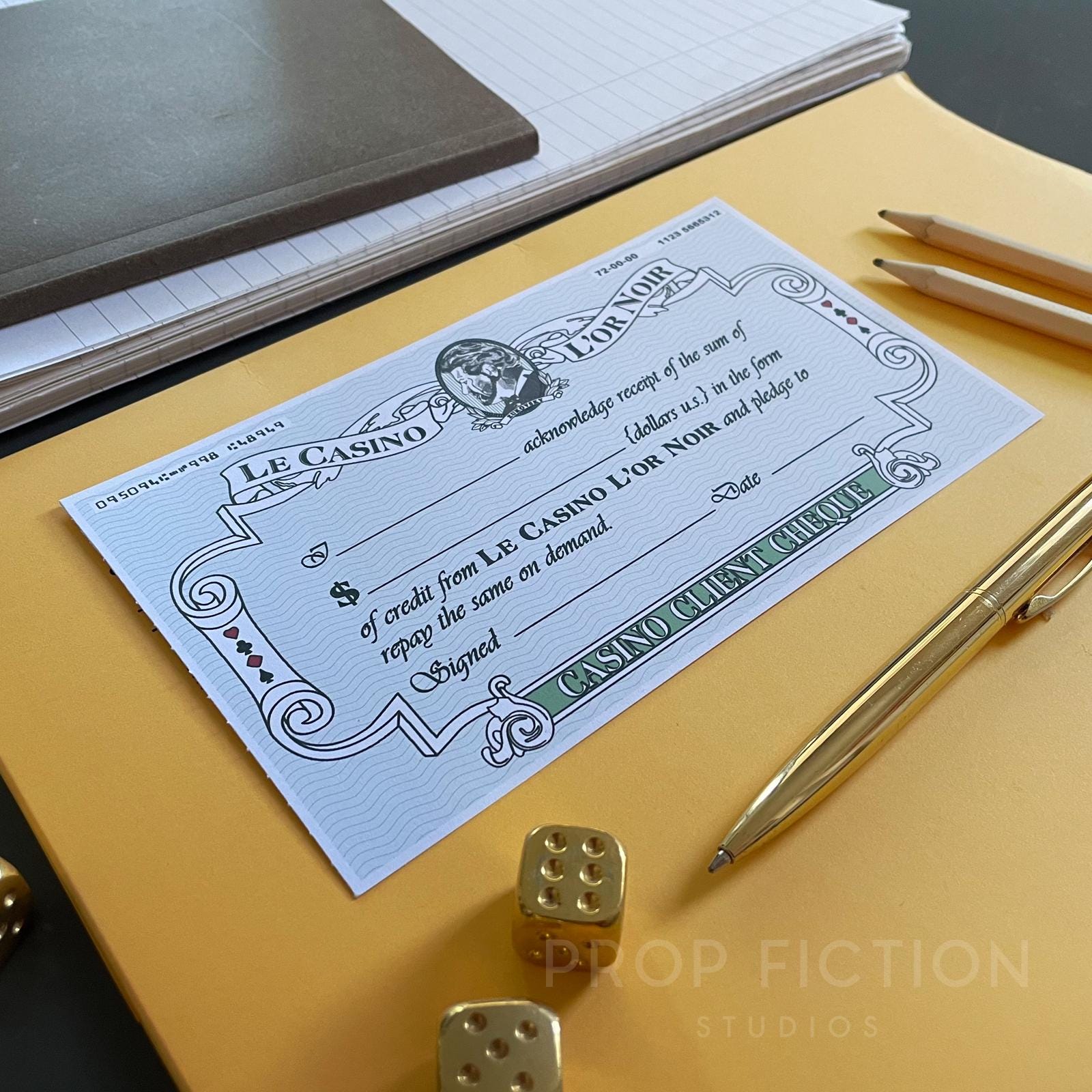Prop Cheque Cosplay Display Prop: TWINE - Prop Casino Cheque / Vintage Zukovsky ...