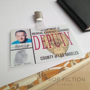 Cosplay 1970s Medical Costume Display: Prop LA Medical Examiner Coroner / Forensic Clip-on Prop ID Card