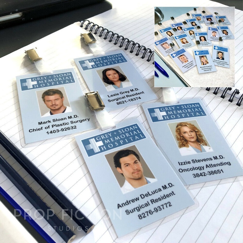Cosplay Costume Display Props - Grey + Sloan Memorial Hospital Doctor Set / MD Clip-on ID Cards image 9