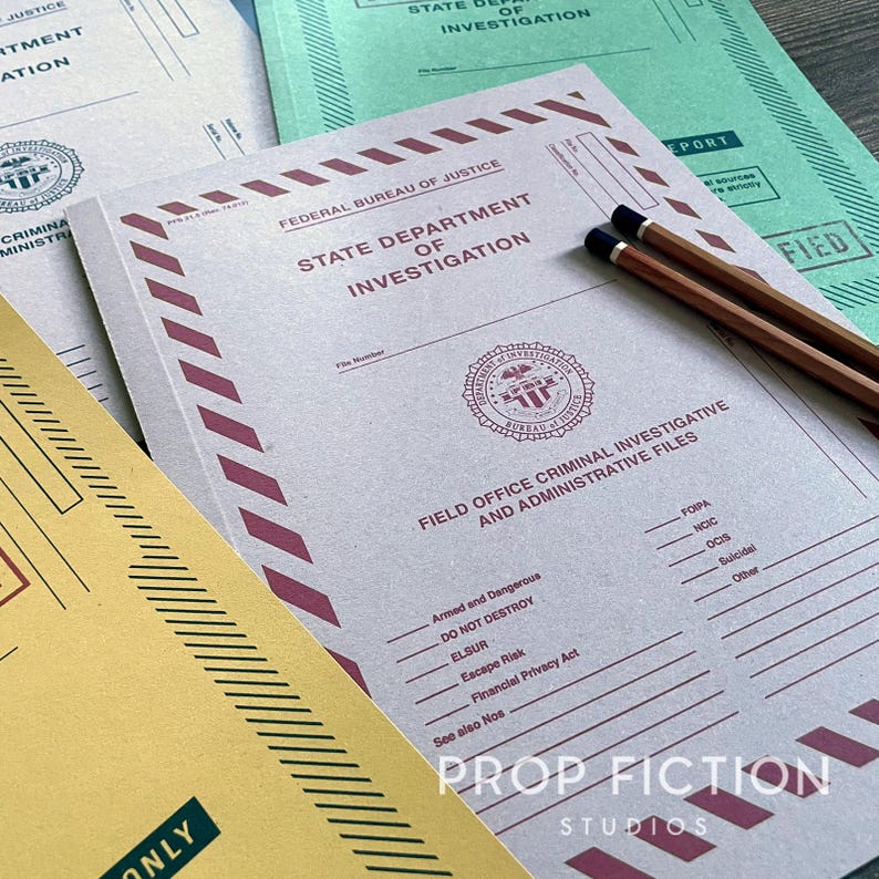 Movie Prop Vintage-style Special Investigation Files / 4 X Agent ...