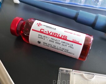 ELACE Fiala Virus T-Virus Progenitor - Replica In Vetro Per Cosplay Resident Evil - Collezione Fan Art - 85mm (Tipo B Con Inserti) - 2