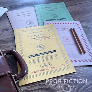 Archivos de investigación especial de estilo vintage con accesorios de película / Juego de 4 carpetas clasificadas de cosplay de agente