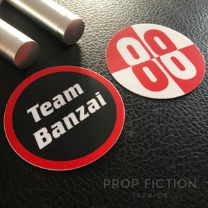 Science Fiction Prop Decals - Pair of Prop Team Banzai Case Stickers / Buckaroo Banzai Set Dressing Decals