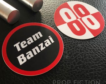 Science Fiction Prop Decals - Pair of Prop Team Banzai Case Stickers / Buckaroo Banzai Set Dressing Decals