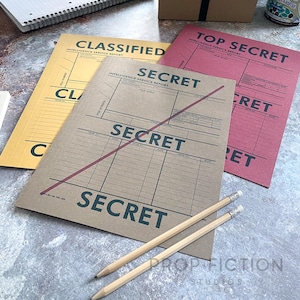 Movie Prop Secret Intelligence Report Files / 3 x Cosplay Top Secret Wartime Spy Folder Set