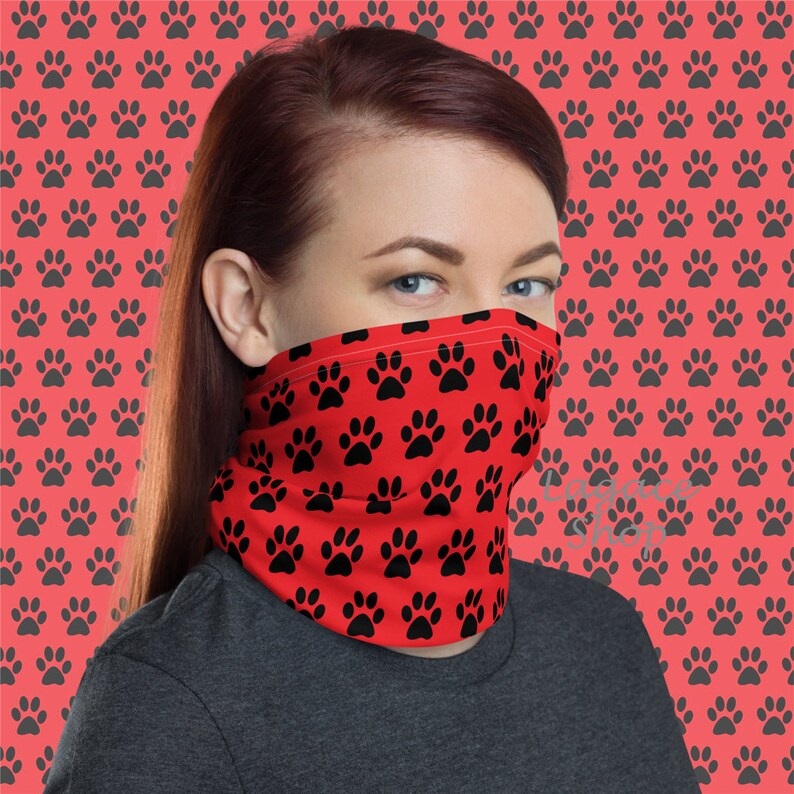 Dog Paw Print Neck Gaiter Neck Warmer Headband Tube Scarf Etsy