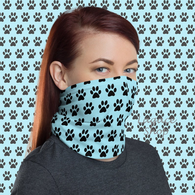 Dog Paw Print Neck Gaiter Neck Warmer Headband Tube Scarf Etsy