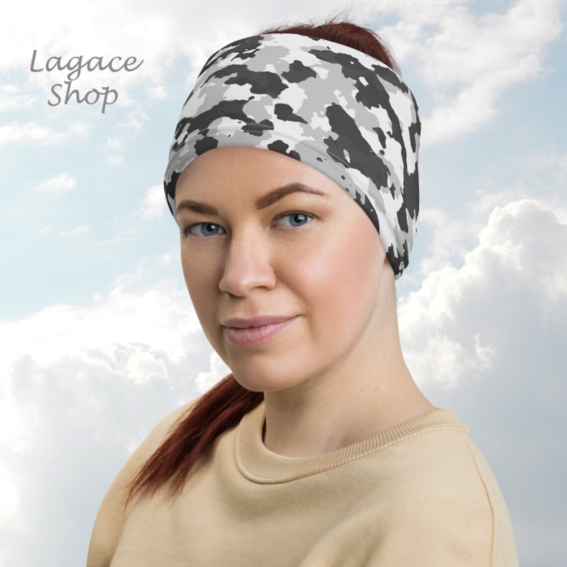 Snow White Camo Neck Gaiter Dust Guard Washable Face Etsy