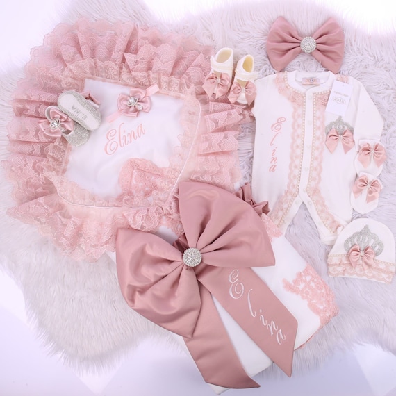 9pcs Crown Baby Girl Hospital Exit Newborn Baby Girl Bling Outfits Baby  Girl Layette Swaddle Set Personalized Baby Girl Outfit 