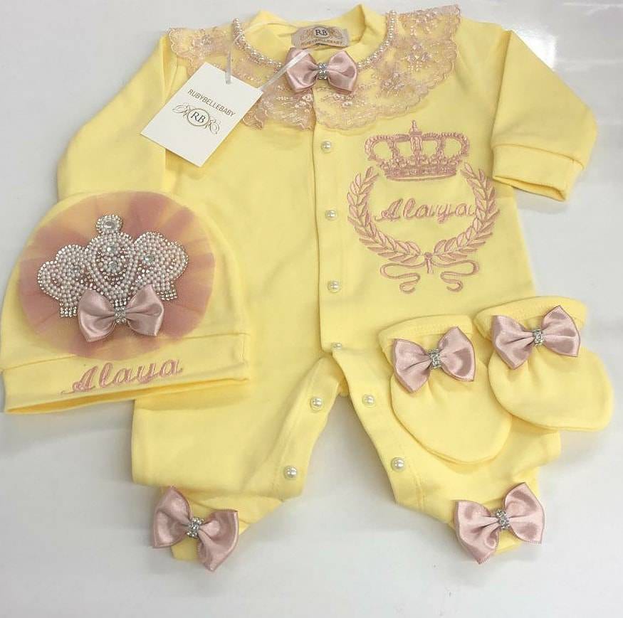 Conjunto De Salida De Hospital De Bebé Recién Nacido Amarillo Etsy