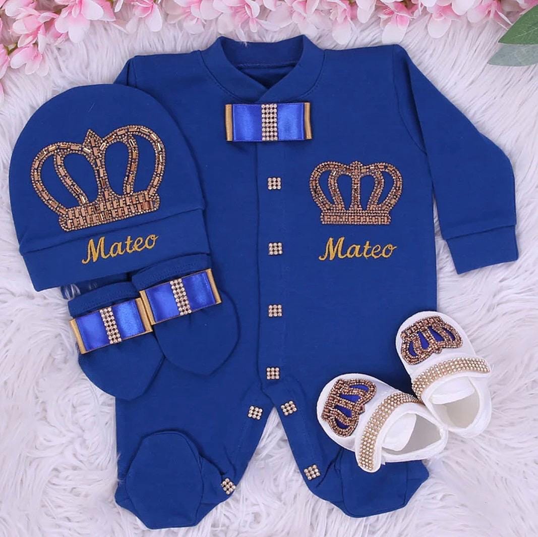 Newborn Baby Boy Blue Clothes Baby Boy Blue Lion 5-Piece Clothing