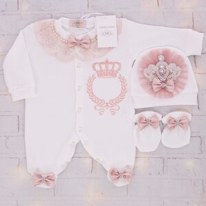 3pcs Crown Baby Girl Hospital Exit Newborn Baby Girl Bling Outfits Baby ...