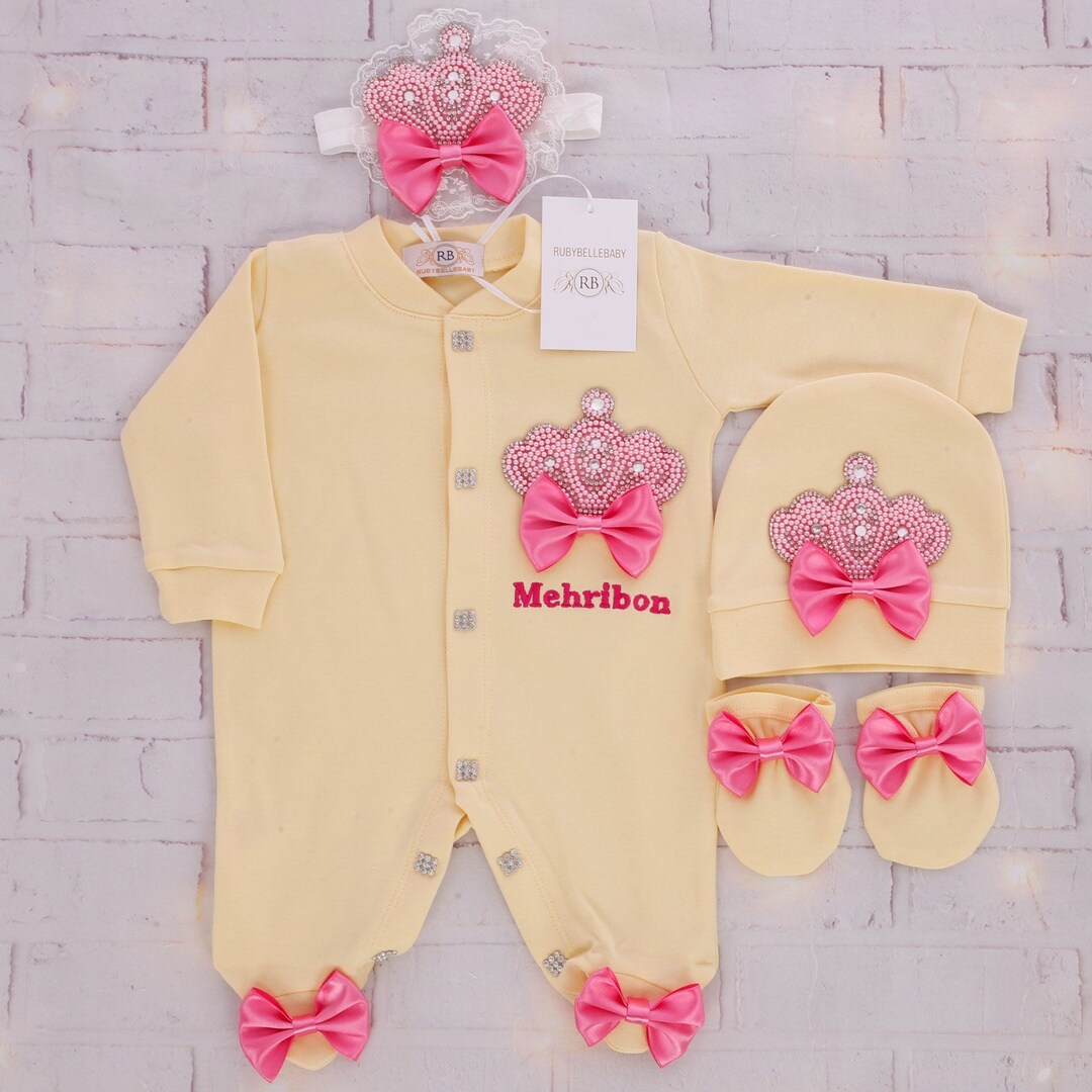 3pcs Crown Baby Girl Hospital Exit Newborn Baby Girl Bling Etsy