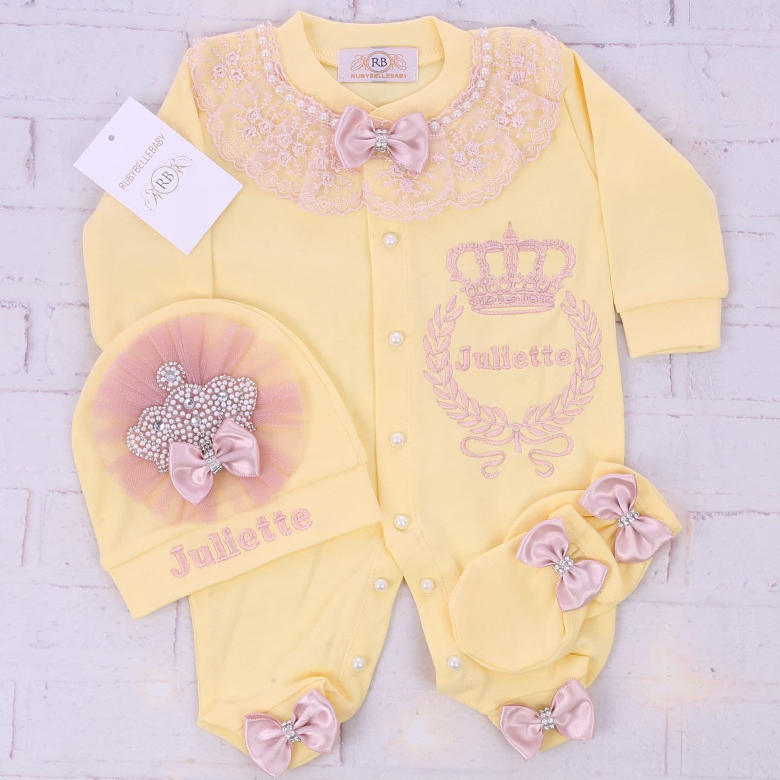 Conjunto De Salida De Hospital De Beb Reci n Nacido Amarillo 3pcs