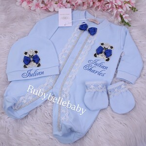 Personalized Baby Gift Set: Embroidered Outfit, Blanket, Pillow, Swaddle image 11