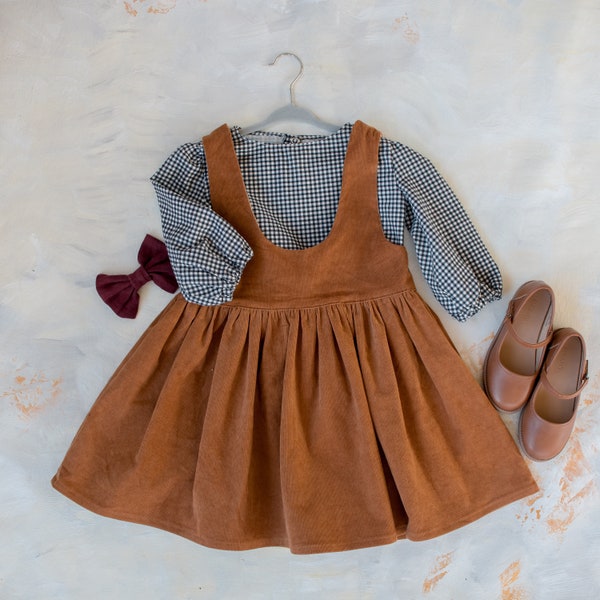 The Olivia Jumper in Corduroy - Girl Dress in Corduroy, Christmas Outfit, Holiday Dress, Christmas Dress for Girls