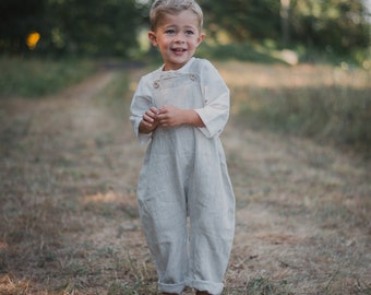 Linen boy overalls, toddler jumpsuit, linen boys jumpsuit, Linen toddler romper, Linen baby overalls, Kids overalls, Linen for little boy