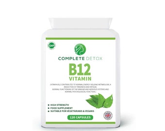 Vitamin B12 High Strength 120 Capsules 1000mg Supplement For Tiredness & Fatigue By Complete Detox