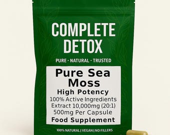 Sea Moss Capsules – Energy and Immune Support – 100 Percent Natural Vegan – Filler Free – Wildcrafted Irish Moss Detox and Mineral Boost