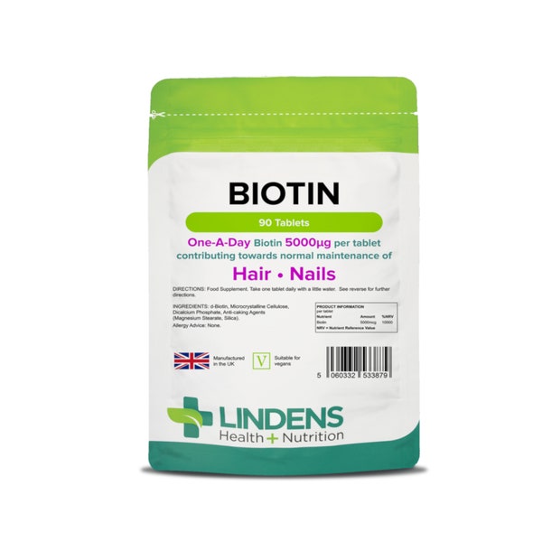 Biotin Tablets For Healthy Hair Skin Nails Growth 5000mcg Lindens Ultra Potent