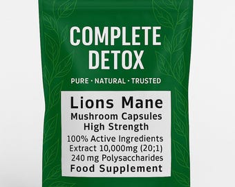 Lion’s Mane Mushroom Capsules – Brain and Focus Support – 100 Percent Natural Vegan – Filler Free – Cognitive Immune Supplement UK