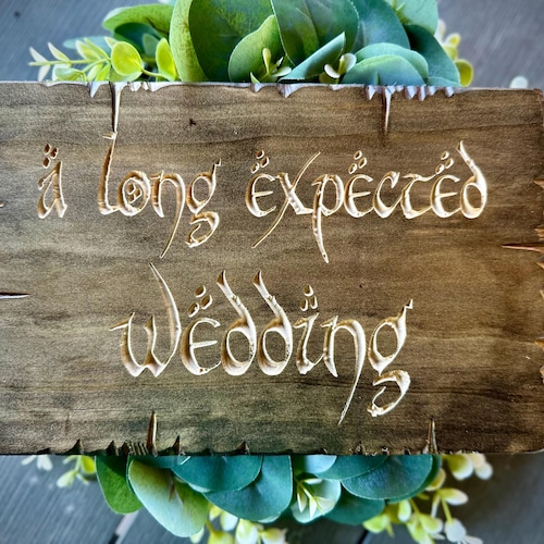 A Long Expected Wedding Sign Engraved Rustic Wood Sign With Decorative Nailheads Best Fantasy Boho Wedding Decor Anniversary Gift