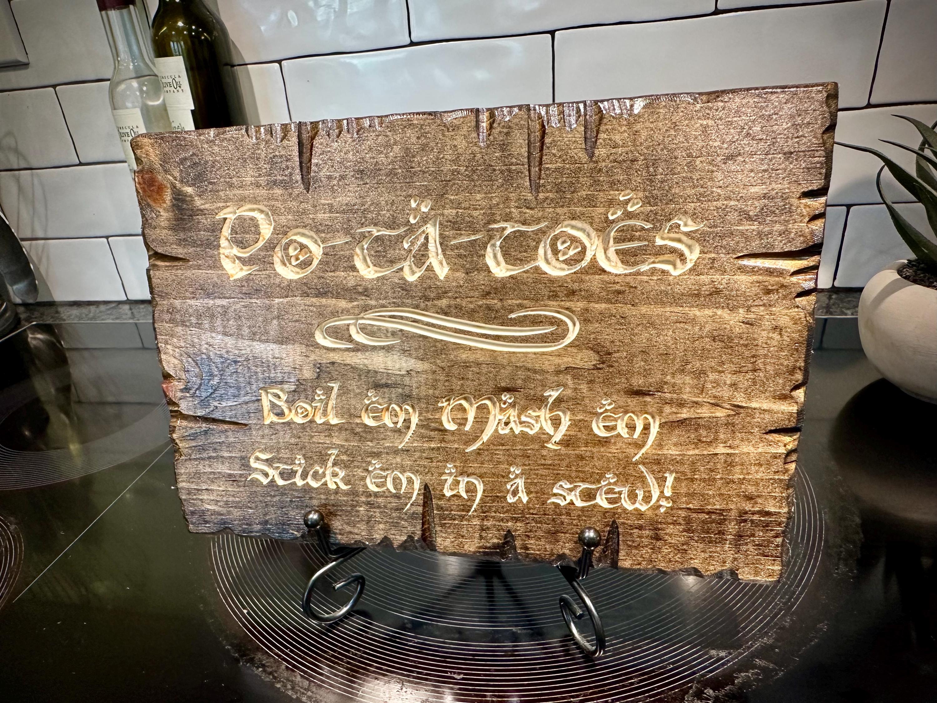 Rustic Potato Sign Engraved Wood 'potatoes' Sign: Fantasy Kitchen Decor - Etsy