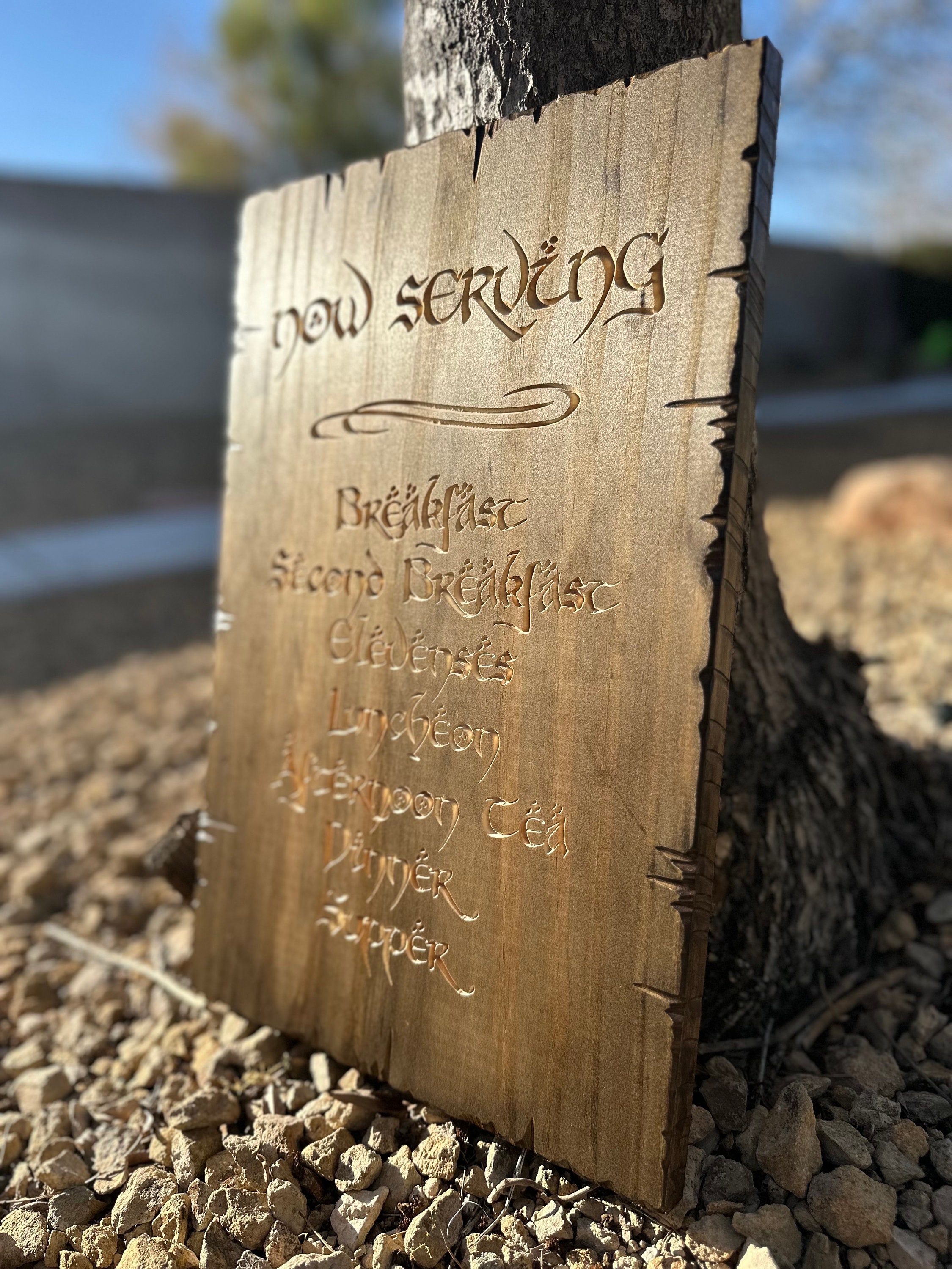 Engraved Rustic Wood 'now Serving' Sign: Wedding and Kitchen Decor ...