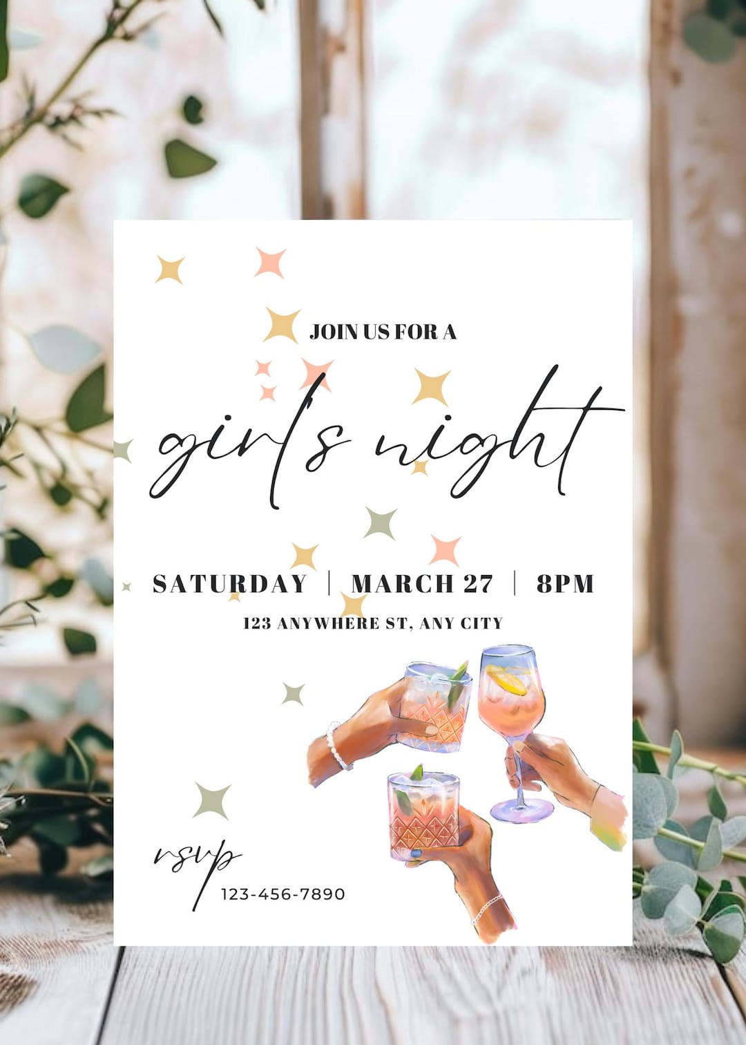 Girls Night Out Invitation Template: Editable Canva Party Invite (5x7 ...