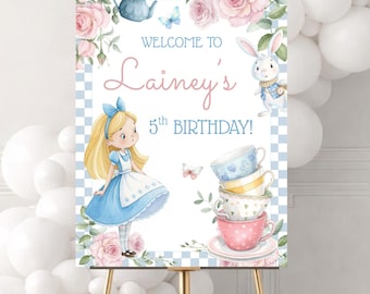 Alice im Wunderland inspiriert Willkommensschild | Teeparty Poster | Druckbar | Digitaler Download